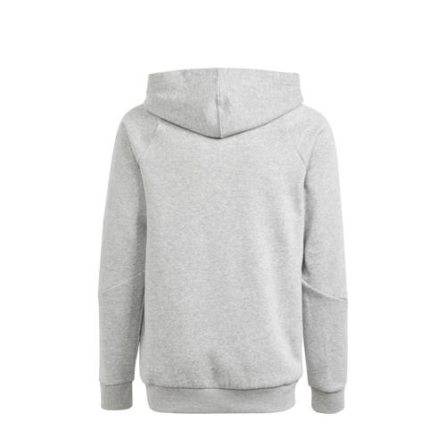 Adidas Performance Junior sporthoodie Tiro24 lichtgrijs wit Sportsweater Jongens Meisjes Katoen Capuchon 140