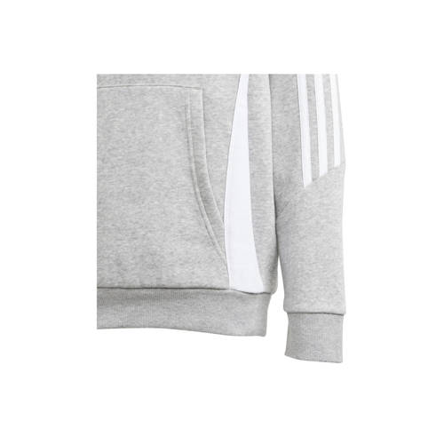 Adidas Performance Junior sporthoodie Tiro24 lichtgrijs wit Sportsweater Jongens Meisjes Katoen Capuchon 140