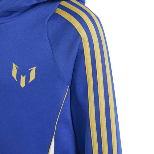 Adidas Performance voetbalsweater Messi blauw Sportsweater Jongens Meisjes Katoen Capuchon 152