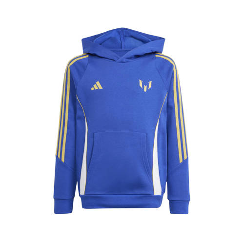 adidas Performance Junior voetbalsweater Messi blauw Sportsweater Jongens/Meisjes Katoen Capuchon - 116