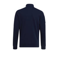 thumbnail: Donkerblauw en witte jongens en meisjes adidas Performance Junior sportvest Squadra 21 van polyester met lange mouwen, opstaande kraag en ritssluiting