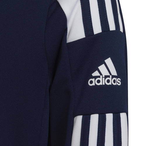 Adidas Performance Junior sportvest Squadra 21 donkerblauw wit Jongens Meisjes Polyester Opstaande kraag 116