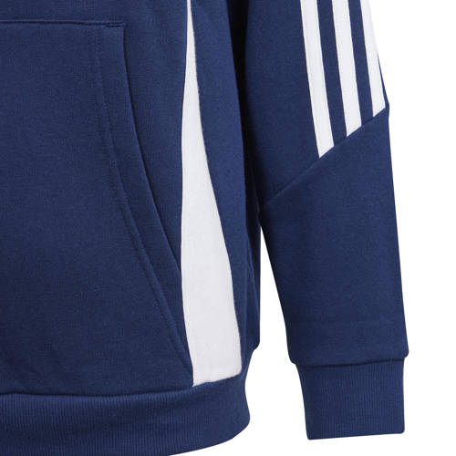 Adidas Perfor ce Junior sporthoodie Tiro24 donkerblauw wit Sportsweater Katoen Capuchon 128