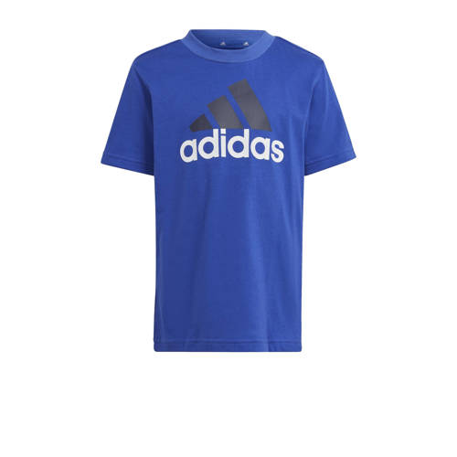 Adidas Sportswear T-shirt + short blauw grijs melange Shirt + broek Jongens Meisjes Katoen Ronde hals 116