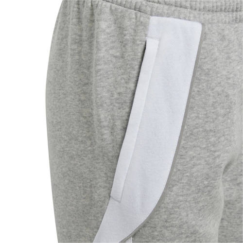 Adidas Performance Junior joggingbroek Tiro lichtgrijs wit Sportbroek Jongens Meisjes Katoen 116