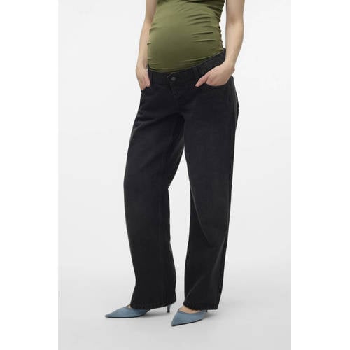 VERO MODA MATERNITY zwangerschaps wide leg jeans VMMTESS black denim Effen S