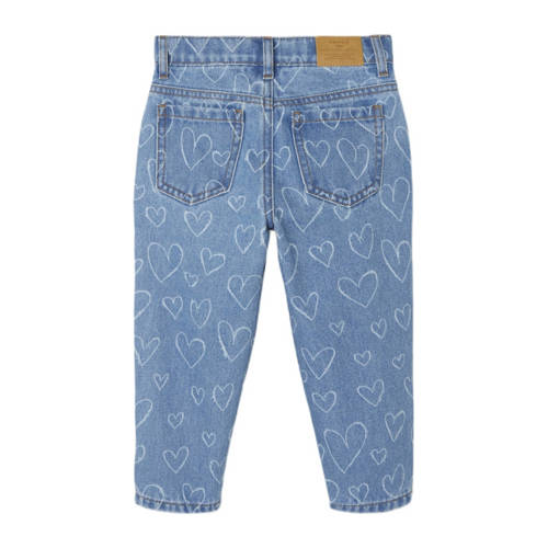 name it MINI mom jeans NMFBELLA met hartjes dark blue denim Blauw Hartjes 80