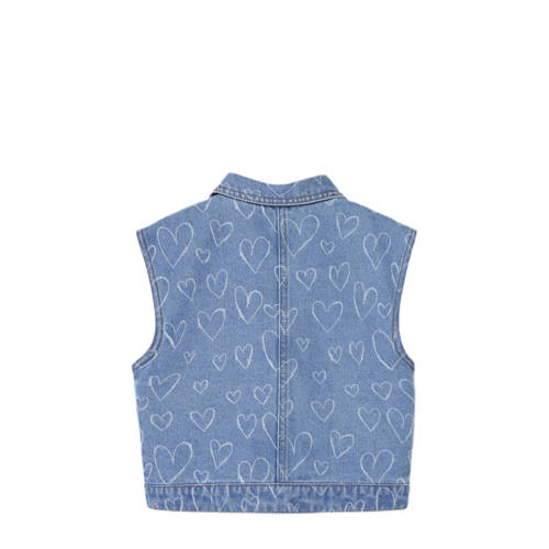 name it KIDS gilet NKFLILLI met hartjes dark blue denim Blauw Hartjes 152