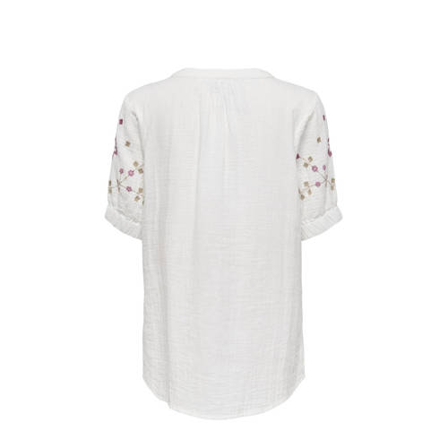 ONLY MATERNITY gebloemde zwangerschapsblouse OLMTHYRA LIFE wit paars Dames Katoen V-hals L