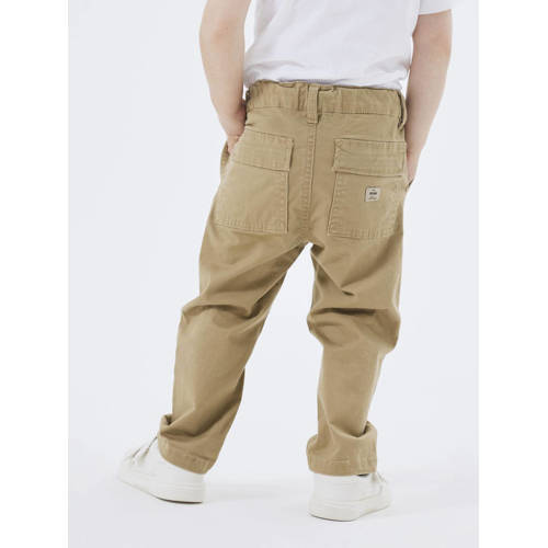 name it MINI loose fit broek NMMRYAN zand Beige Jongens Stretchkatoen Effen 86