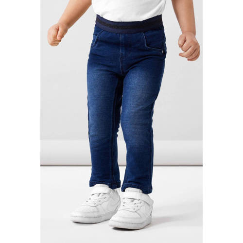 NAME IT MINI slim fit jeans NMFSALLI Blauw Meisjes Stretchkatoen Effen - maat 122 afbeelding