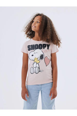 T-shirt NKFNANNI SNOOPY met printopdruk zacht oudroze