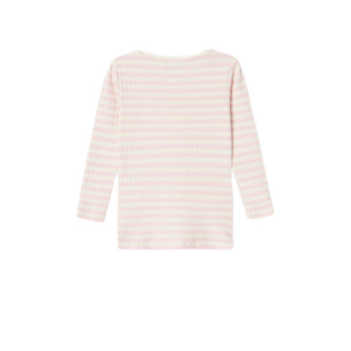 name it MINI gestreepte longsleeve NMFSURAJA lichtroze wit Meisjes Stretchkatoen Ronde hals 104