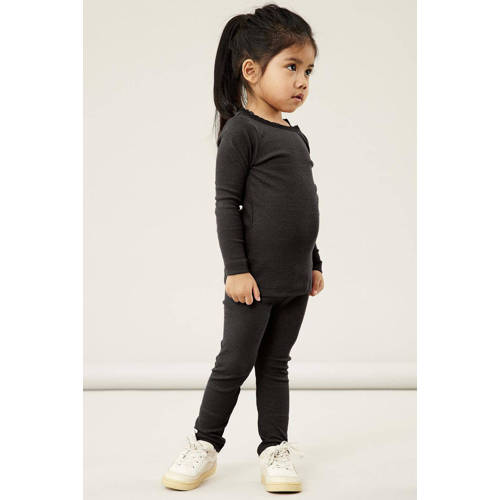 Name it MINI ribgebreide longsleeve NMFKAB zwart Meisjes Stretchkatoen Ronde hals 110