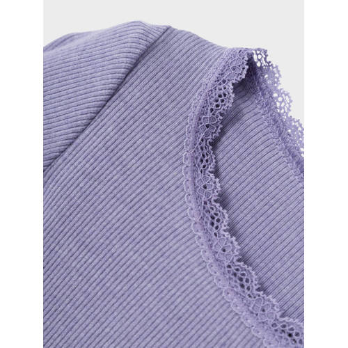 name it MINI ribgebreide longsleeve NMFKAB lichtpaars Meisjes Stretchkatoen Ronde hals 104