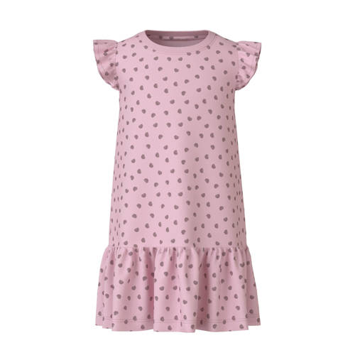 Name it MINI jurk NMFVIDA set van 2 met all over print roze donkerblauw Meisjes Katoen Ronde hals 104