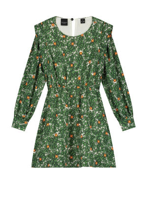 jurk Winona met all over print groen/oranje