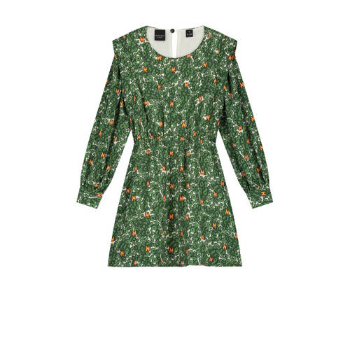 NIK&NIK jurk Winona met all over print groen/oranje Meisjes Gerecycled polyester Ronde hals
