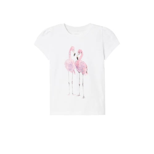 NAME IT MINI T-shirt NMFPJUNGLE met printopdruk wit Meisjes Katoen Ronde hals - 104