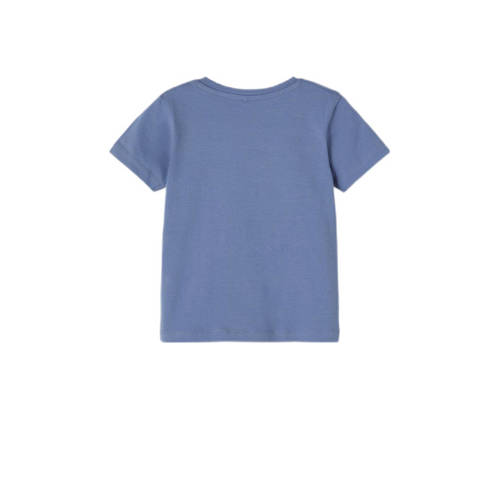 name it MINI T-shirt NMMPFREDDI met printopdruk blauw Jongens Katoen Ronde hals 98
