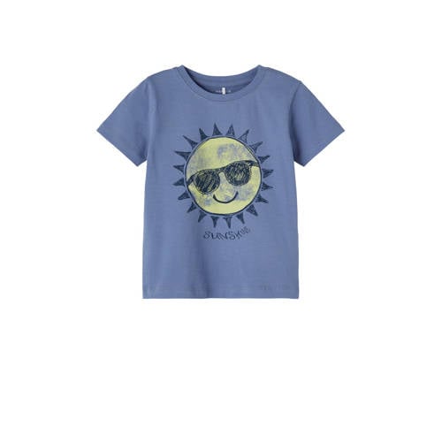 NAME IT MINI T-shirt NMMPFREDDI met printopdruk blauw Jongens Katoen Ronde hals - 104