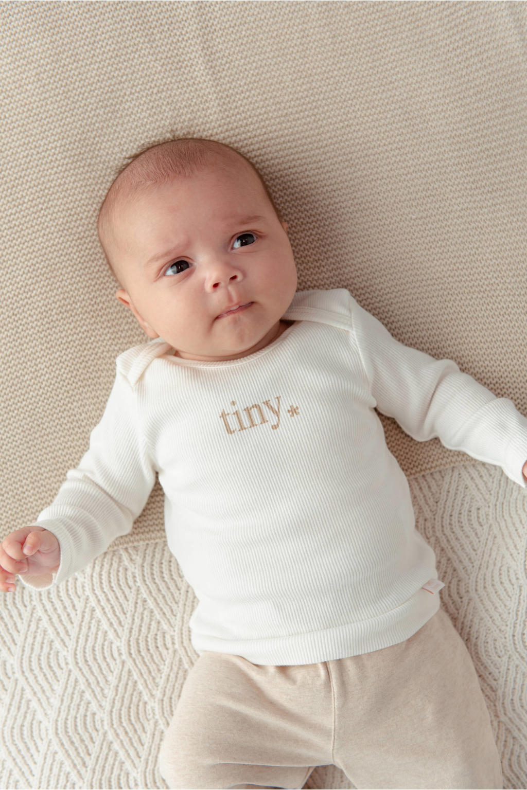  jongens en meisjes BESS baby longsleeve van stretchkatoen met effen, lange mouwen, ronde hals en beugel