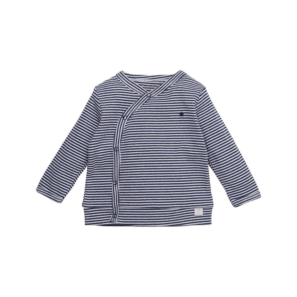  jongens en meisjes BESS baby gestreepte longsleeve van stretchkatoen met lange mouwen, ronde hals, drukknoopsluiting en overslag detail