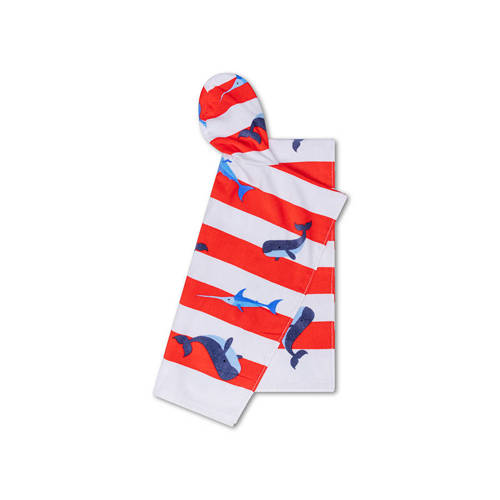 Swim Essentials strandponcho Red Whale (2-10 jaar) Rood Dierenprint