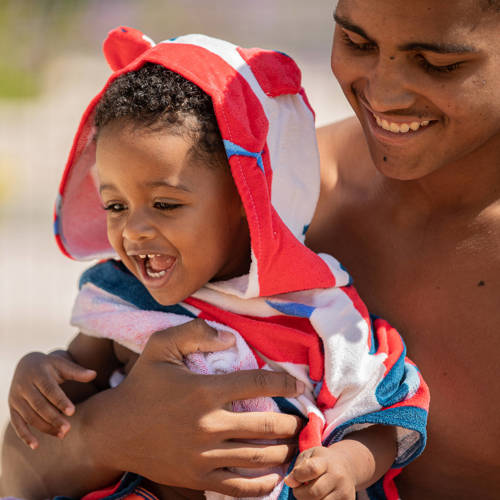 Swim Essentials strandponcho Red Whale (2-10 jaar) Rood Dierenprint