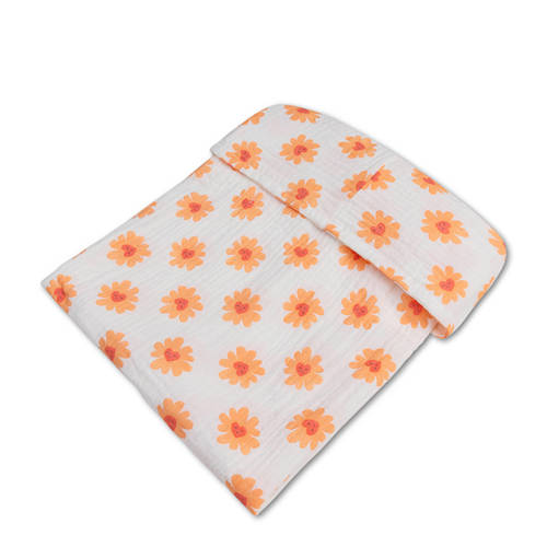 Swim Essentials strandponcho hydrofiel Flower Hearts (0-5 jaar) Wit Bloe