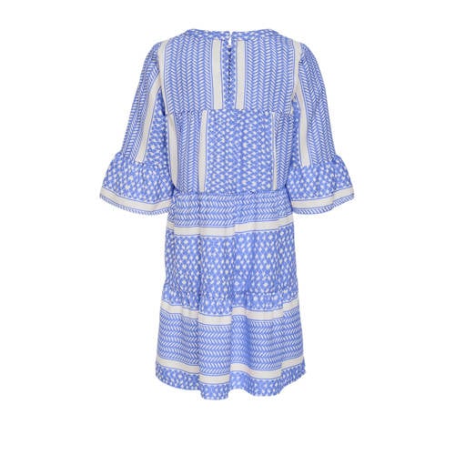 Only KIDS GIRL A-lijn jurk KOGALBERTE met all over print Blauw Meisjes Polyester Ronde hals 158