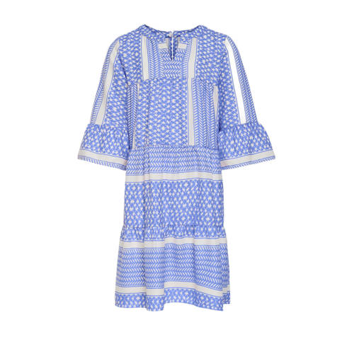 KIDS ONLY GIRL A-lijn jurk KOGALBERTE met all over print Blauw Meisjes Polyester Ronde hals