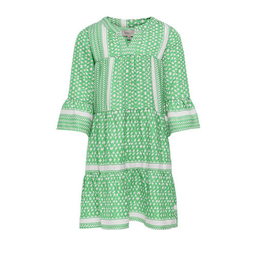 KIDS ONLY GIRL A-lijn jurk KOGALBERTE met all over print groen/wit Meisjes Polyester Ronde hals