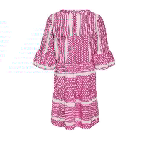 Only KIDS GIRL A-lijn jurk KOGALBERTE met all over print zoetroze wit Meisjes Polyester Ronde hals 134