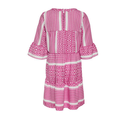 Only KIDS GIRL A-lijn jurk KOGALBERTE met all over print zoetroze wit Meisjes Polyester Ronde hals 134