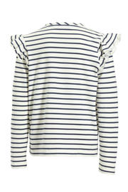 thumbnail: anytime longsleeve met ruffles wit / donkerblauw