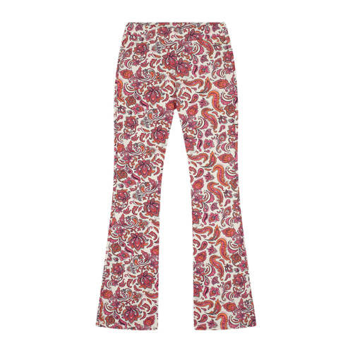 NIK&NIK flared broek met paisleyprint oranje fuchsia wit Meisjes Polyester 128