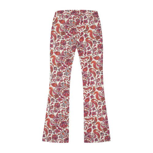 NIK&NIK flared broek met paisleyprint oranje/fuchsia/wit Meisjes Polyester - 140