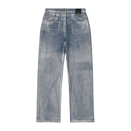 NIK&NIK coated wide leg broek zachtblauw metallic Meisjes Katoen Effen 176
