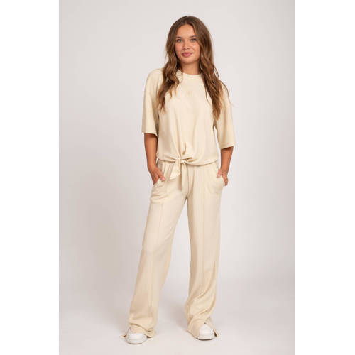 NIK&NIK loose fit broek Siri ecru Meisjes Polyester Effen 128