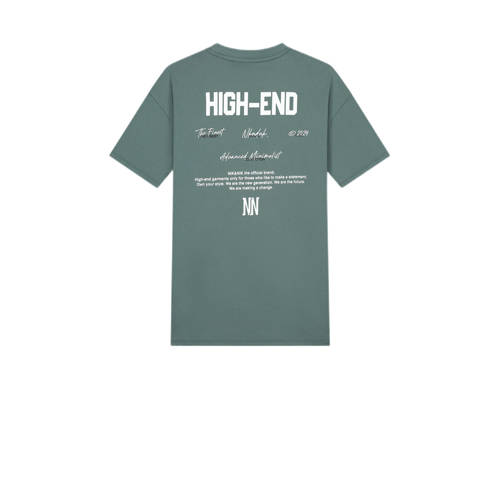 NIK&NIK T-shirt High End met backprint grijsgroen Jongens Katoen Ronde hals 152