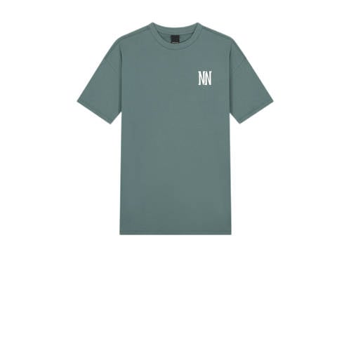 NIK&NIK T-shirt High End met backprint grijsgroen Jongens Katoen Ronde hals
