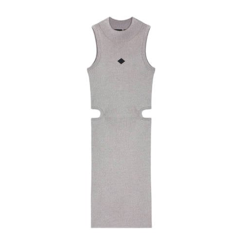 NIK&NIK ribgebreide jurk Jesri zilver Meisjes Viscose Ronde hals Effen