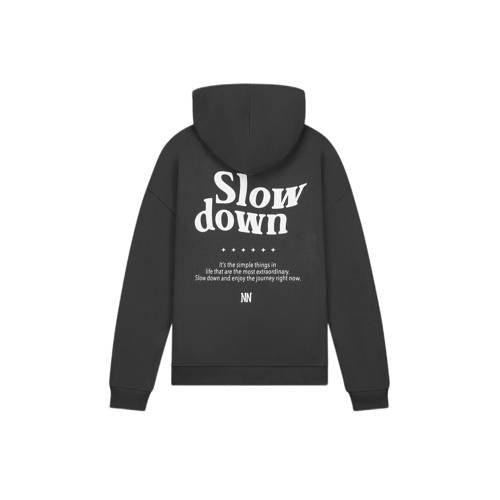 NIK&NIK hoodie Slow Down met backprint zwart Sweater Backprint 176