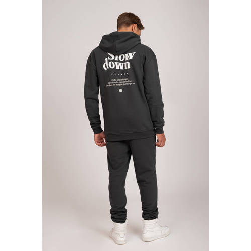 NIK&NIK hoodie Slow Down met backprint zwart Sweater Backprint 176