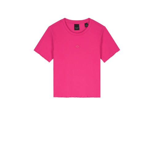 NIK&NIK T-shirt Rib fuchsia Roze Meisjes Stretchkatoen Ronde hals Effen