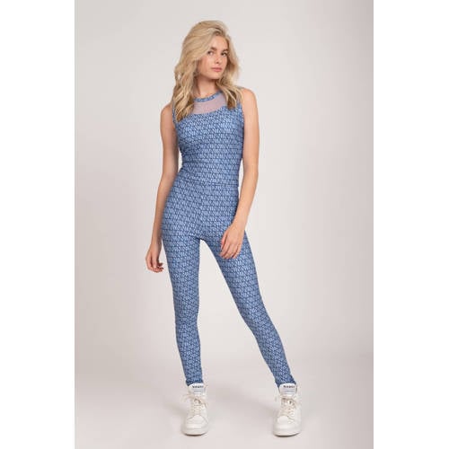 NIK&NIK crop top Joya met all over print lavendelblauw Meisjes Polyester Ronde hals 152