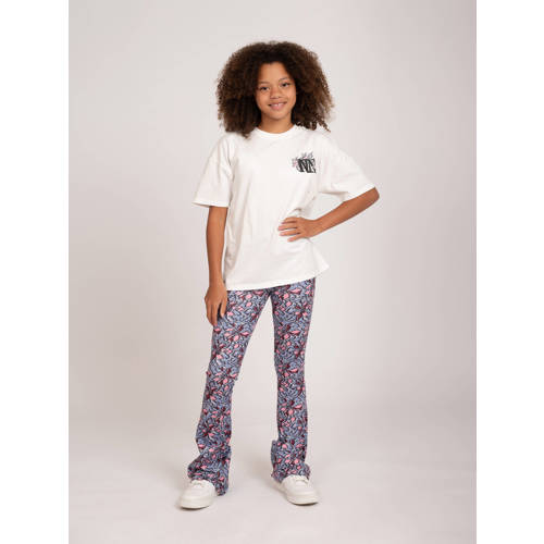 NIK&NIK T-shirt Logo met backprint wit lavendelblauw Meisjes Katoen Ronde hals 128