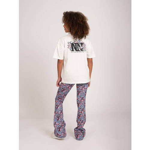 NIK&NIK T-shirt Logo met backprint wit lavendelblauw Meisjes Katoen Ronde hals 128