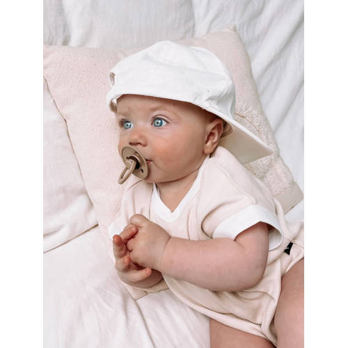 Babystyling romper lichtzand Beige Jongens Stretchkatoen Ronde hals Effen 62 68
